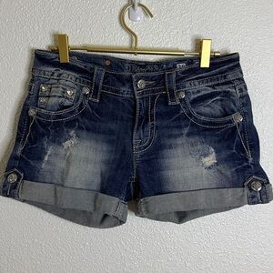 Miss Me Indigo Denim signature shorts- Size 28